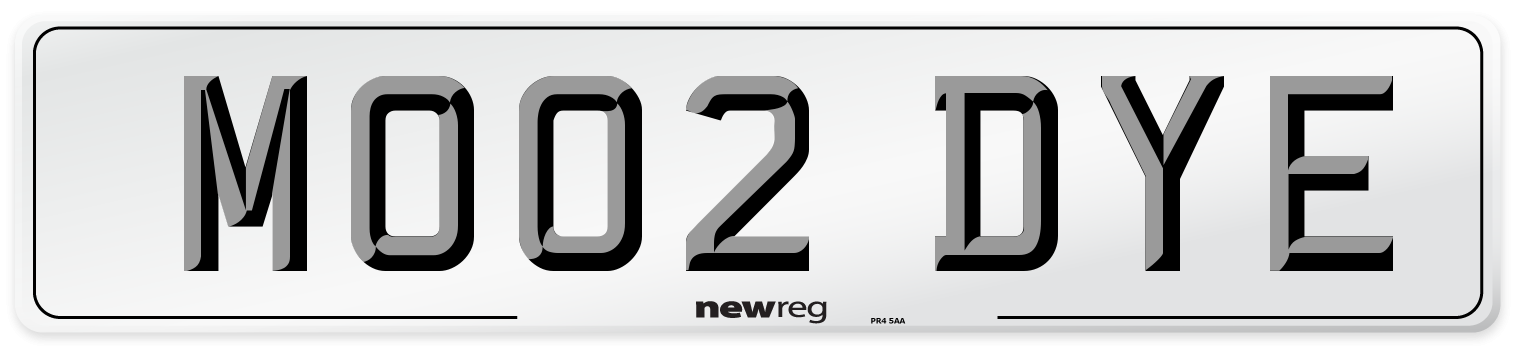 MO02 DYE Number Plate from New Reg